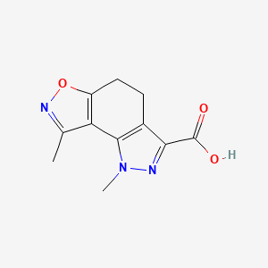 molecular formula C11H11N3O3 B1387425 1,8-Dimethyl-4,5-dihydro-1H-isoxazolo[5,4-g]indazole-3-carboxylic acid CAS No. 1030101-75-7