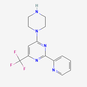 molecular formula C14H14F3N5 B1387452 4-Piperazino-2-(2-pyridinyl)-6-(trifluoromethyl)pyrimidine CAS No. 1048913-94-5