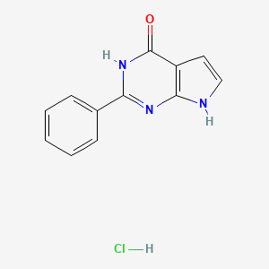 molecular formula C12H10ClN3O B13874628 2-Phenyl-3,7-dihydropyrrolo[2,3-d]pyrimidin-4-one;hydrochloride 