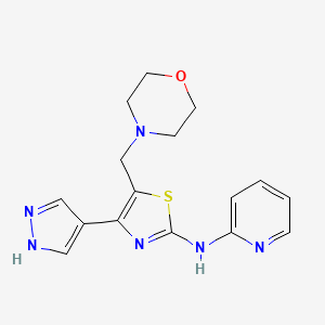 molecular formula C16H18N6OS B13874699 5-(morpholin-4-ylmethyl)-4-(1H-pyrazol-4-yl)-N-pyridin-2-yl-1,3-thiazol-2-amine 