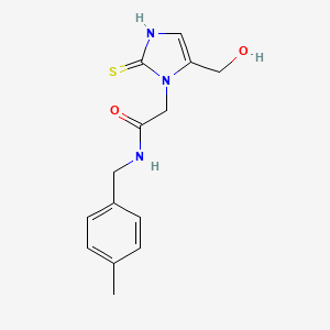 2-[5-(hydroxymethyl)-2-mercapto-1H-imidazol-1-yl]-N-(4-methylbenzyl)acetamide