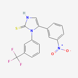 molecular formula C16H10F3N3O2S B1387480 5-(3-nitrophenyl)-1-[3-(trifluoromethyl)phenyl]-1H-imidazole-2-thiol CAS No. 1105189-24-9