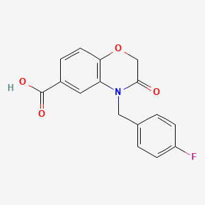 molecular formula C16H12FNO4 B1387507 4-(4-Fluorobenzyl)-3-oxo-3,4-dihydro-2H-1,4-benzoxazine-6-carboxylic acid CAS No. 1171929-66-0