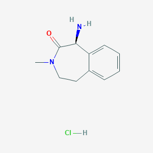 molecular formula C11H15ClN2O B1387523 (S)-1-amino-3-methyl-4,5-dihydro-1H-benzo[d]azepin-2(3H)-one hydrochloride CAS No. 425663-71-4