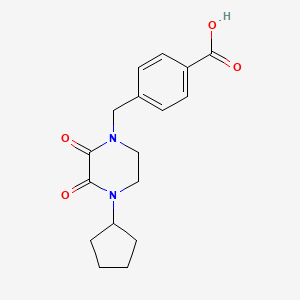 4-[(4-Cyclopentyl-2,3-dioxopiperazin-1-yl)methyl]benzoic acid