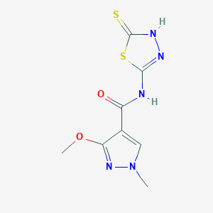 molecular formula C8H9N5O2S2 B1387541 N-(5-mercapto-1,3,4-thiadiazol-2-yl)-3-methoxy-1-methyl-1H-pyrazole-4-carboxamide CAS No. 1177270-88-0