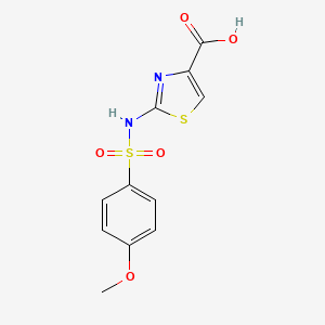 molecular formula C11H10N2O5S2 B1387547 2-{[(4-Methoxyphenyl)sulfonyl]amino}-1,3-thiazole-4-carboxylic acid CAS No. 1105192-75-3