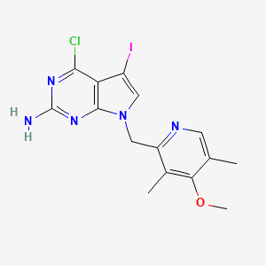 B1387574 4-Chloro-5-iodo-7-((4-methoxy-3,5-dimethylpyridin-2-yl)methyl)-7H-pyrrolo[2,3-d]pyrimidin-2-amine CAS No. 911397-54-1