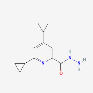 molecular formula C12H15N3O B1387575 4,6-Dicyclopropylpicolinohydrazide CAS No. 1201633-61-5