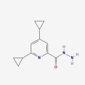 molecular formula C12H15N3O B1387575 4,6-Dicyclopropyl-2-pyridinecarbohydrazide CAS No. 1201633-61-5