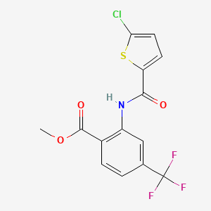 molecular formula C14H9ClF3NO3S B13875819 Methyl 2-{[(5-chloro-2-thienyl)carbonyl]amino}-4-(trifluoromethyl)benzoate 