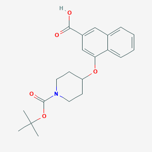 molecular formula C21H25NO5 B13876507 4-[1-[(2-Methylpropan-2-yl)oxycarbonyl]piperidin-4-yl]oxynaphthalene-2-carboxylic acid 
