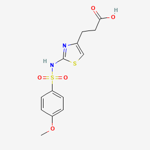molecular formula C13H14N2O5S2 B1387671 3-(2-{[(4-Methoxyphenyl)sulfonyl]amino}-1,3-thiazol-4-yl)propanoic acid CAS No. 1105192-54-8
