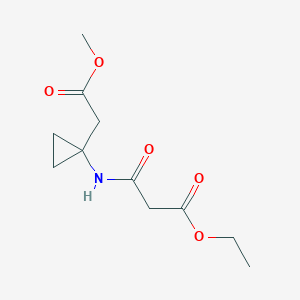 molecular formula C11H17NO5 B13876994 Ethyl 3-(1-(2-methoxy-2-oxoethyl)cyclopropylamino)-3-oxopropanoate 