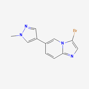 molecular formula C11H9BrN4 B13877528 3-bromo-6-(1-methyl-1H-pyrazol-4-yl)imidazo[1,2-a]pyridine 