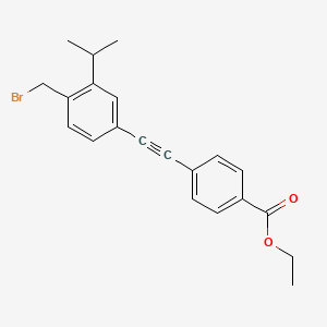 molecular formula C21H21BrO2 B13877580 Ethyl 4-[2-[4-(bromomethyl)-3-propan-2-ylphenyl]ethynyl]benzoate 