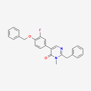 molecular formula C25H21FN2O2 B13878033 2-Benzyl-5-(3-fluoro-4-phenylmethoxyphenyl)-3-methylpyrimidin-4-one 