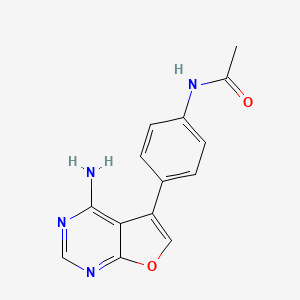 molecular formula C14H12N4O2 B13878201 N-[4-(4-aminofuro[2,3-d]pyrimidin-5-yl)phenyl]acetamide 