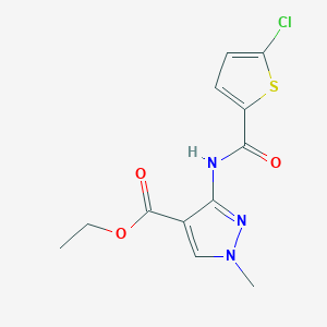 molecular formula C12H12ClN3O3S B13878405 Ethyl 3-{[(5-chloro-2-thienyl)carbonyl]amino}-1-methyl-1H-pyrazole-4-carboxylate 