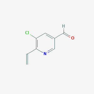 molecular formula C8H6ClNO B13878520 5-Chloro-6-ethenylpyridine-3-carbaldehyde 