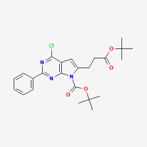 molecular formula C24H28ClN3O4 B13878563 Tert-butyl 4-chloro-6-[3-[(2-methylpropan-2-yl)oxy]-3-oxopropyl]-2-phenylpyrrolo[2,3-d]pyrimidine-7-carboxylate 