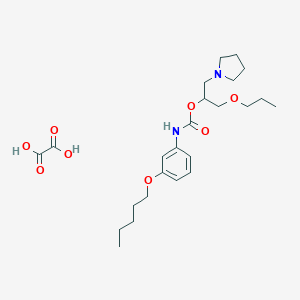 molecular formula C24H38N2O8 B138786 Carbamic acid, (3-(pentyloxy)phenyl)-, 1-(propoxymethyl)-2-(1-pyrrolidinyl)ethyl ester, ethanedioate (1:1) CAS No. 143503-32-6