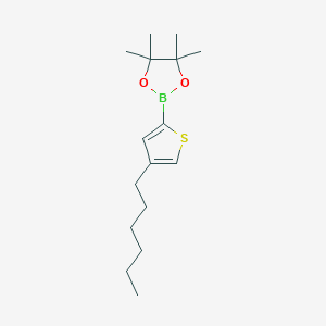 molecular formula C16H27BO2S B1387860 2-(4-Hexylthiophen-2-yl)-4,4,5,5-tetramethyl-1,3,2-dioxaborolane CAS No. 883742-29-8