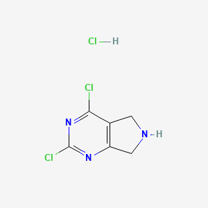 molecular formula C6H6Cl3N3 B1387874 2,4-dichloro-6,7-dihydro-5H-pyrrolo[3,4-d]pyrimidine hydrochloride CAS No. 1190927-74-2