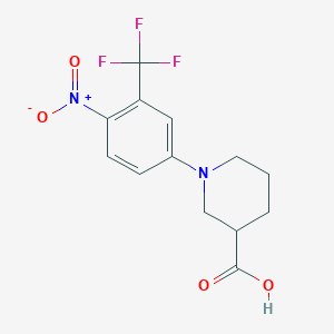molecular formula C13H13F3N2O4 B1387901 1-[4-Nitro-3-(trifluoromethyl)phenyl]piperidine-3-carboxylic acid CAS No. 942474-46-6