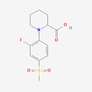 molecular formula C13H16FNO4S B1387938 1-[2-Fluoro-4-(methylsulfonyl)phenyl]piperidine-2-carboxylic acid CAS No. 1219382-82-7