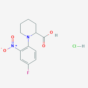 molecular formula C12H14ClFN2O4 B1387942 1-(4-Fluoro-2-nitrophenyl)piperidine-2-carboxylic acid hydrochloride CAS No. 1214045-01-8