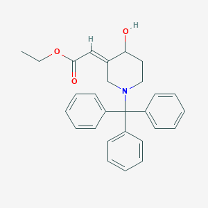 Ethyl (2E)-[4-hydroxy-1-(triphenylmethyl)piperidin-3-ylidene]acetate