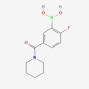molecular formula C12H15BFNO3 B1387960 (2-Fluoro-5-(piperidine-1-carbonyl)phenyl)boronic acid CAS No. 874289-43-7