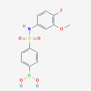 molecular formula C13H13BFNO5S B1387967 4-(N-(4-Fluoro-3-methoxyphenyl)sulfamoyl)phenylboronic acid CAS No. 957120-99-9
