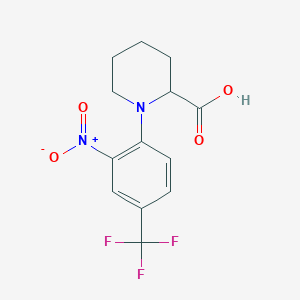 molecular formula C13H13F3N2O4 B1387968 1-[2-Nitro-4-(trifluoromethyl)phenyl]piperidine-2-carboxylic acid CAS No. 1219146-99-2