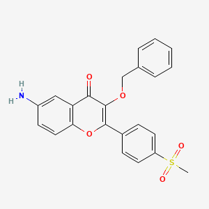 molecular formula C23H19NO5S B13880169 6-Amino-2-(4-methylsulfonylphenyl)-3-phenylmethoxychromen-4-one 
