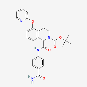 molecular formula C27H28N4O5 B13880196 tert-butyl 1-[(4-carbamoylphenyl)carbamoyl]-5-pyridin-2-yloxy-3,4-dihydro-1H-isoquinoline-2-carboxylate 