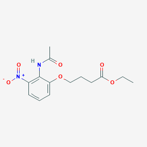 molecular formula C14H18N2O6 B13880486 Ethyl 4-[2-(acetylamino)-3-nitrophenoxy]butanoate 