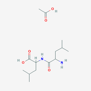 molecular formula C14H28N2O5 B13880545 Acetic acid;2-[(2-amino-4-methylpentanoyl)amino]-4-methylpentanoic acid 