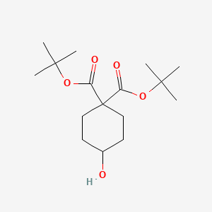 molecular formula C16H28O5 B13880584 Ditert-butyl 4-hydroxycyclohexane-1,1-dicarboxylate 