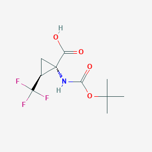 molecular formula C10H14F3NO4 B1388084 (1S,2S)-1-{[(tert-Butoxy)carbonyl]amino}-2-(trifluoromethyl)cyclopropane-1-carboxylic acid CAS No. 1486469-49-1