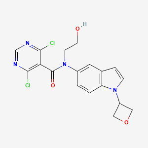 molecular formula C18H16Cl2N4O3 B13880901 4,6-Dichloro-N-(2-hydroxyethyl)-N-(1-(oxetan-3-yl)-1H-indol-5-yl)pyrimidine-5-carboxamide 