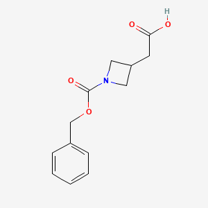 molecular formula C13H15NO4 B1388106 2-(1-((Benzyloxy)carbonyl)azetidin-3-yl)acetic acid CAS No. 319470-14-9