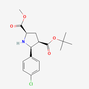 molecular formula C17H22ClNO4 B1388119 4-(Tert-butyl) 2-methyl (2R,4R,5S)-5-(4-chloro-phenyl)tetrahydro-1H-pyrrole-2,4-dicarboxylate CAS No. 1219175-04-8