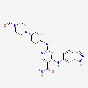 molecular formula C24H25N9O2 B13881243 2-[4-(4-acetylpiperazin-1-yl)anilino]-4-(1H-indazol-6-ylamino)pyrimidine-5-carboxamide 