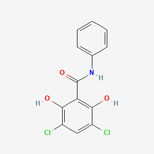 molecular formula C13H9Cl2NO3 B13881294 3,5-dichloro-2,6-dihydroxy-N-phenylbenzamide 
