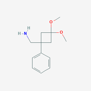 molecular formula C13H19NO2 B13881336 (3,3-Dimethoxy-1-phenylcyclobutyl)methanamine 