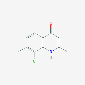 molecular formula C11H10ClNO B13881391 8-chloro-2,7-dimethyl-4-Quinolinol CAS No. 288151-52-0