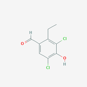 molecular formula C9H8Cl2O2 B13881489 3,5-Dichloro-2-ethyl-4-hydroxybenzaldehyde 