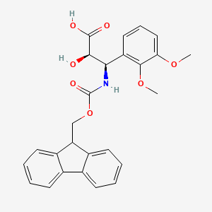molecular formula C26H25NO7 B1388154 (2R,3R)-3-((((9H-Fluoren-9-yl)methoxy)carbonyl)amino)-3-(2,3-dimethoxyphenyl)-2-hydroxypropanoic acid CAS No. 1217641-22-9